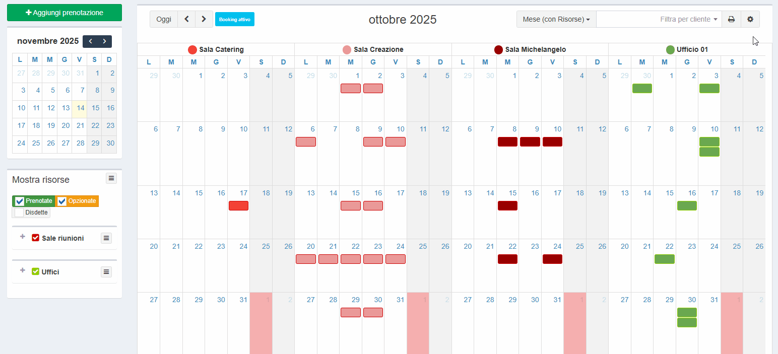 Screeshot della pagina di configurazione Sede con evidenziata la sezione Configurazione Booking