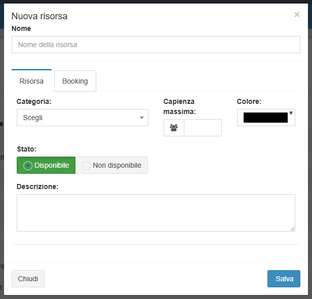 Screenshot della finestra Aggiungi Risorsa